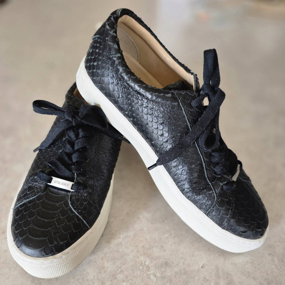 J/slides Nyc Black Leather Sneakers Size 7.5
